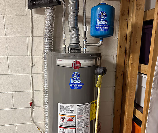 A water heater installed by helms plumbing