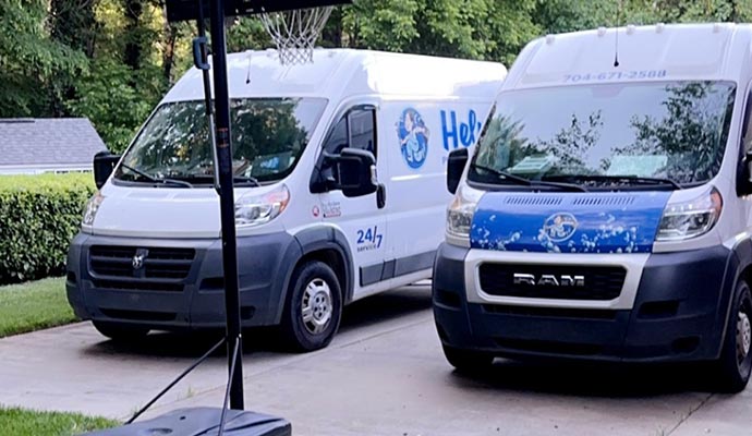 Helms Plumbing and Drains service vehicle