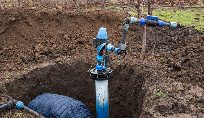 A professional installing Well Pump