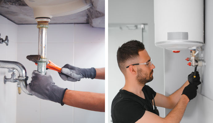 Collage of plumbing and water heater repairing service