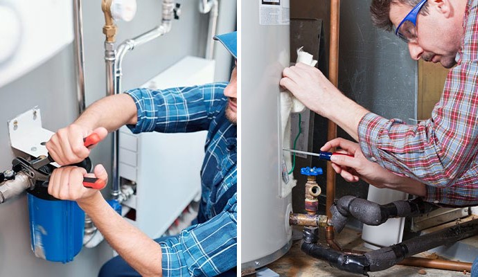 Collage of plumbing and water heater repairing service