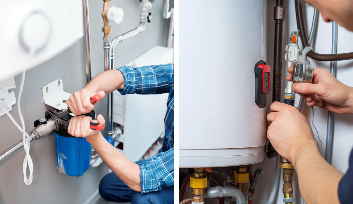 Collage of plumbing and water heater services