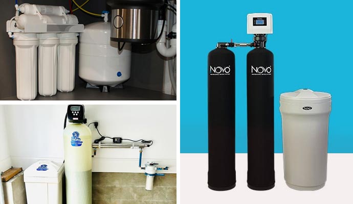 Collage of different water treatment solutions