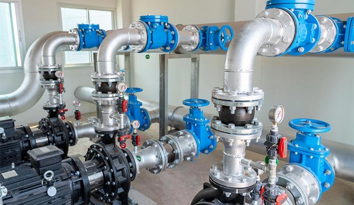 Industrial water pump piping system