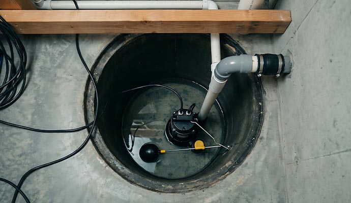 Sump pump maintenance pit and float switch