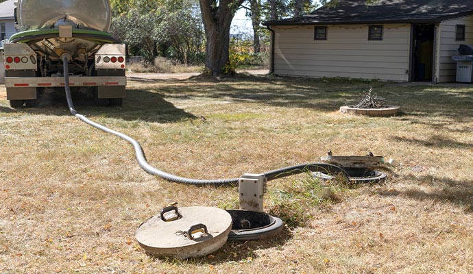 Septic tank with service truck