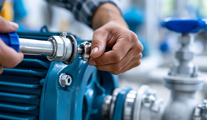 Technician installing new pump