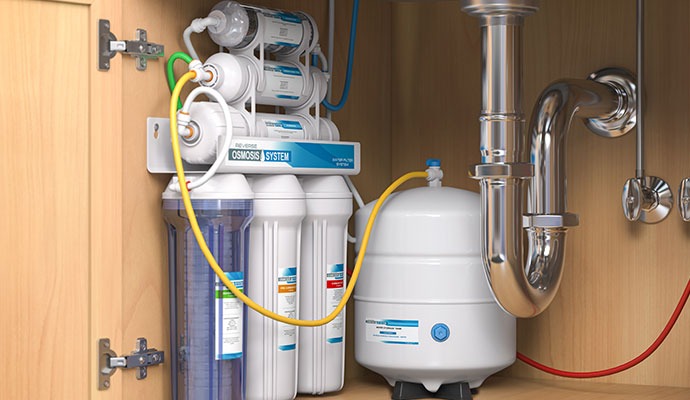 Installed reverse osmosis water filter