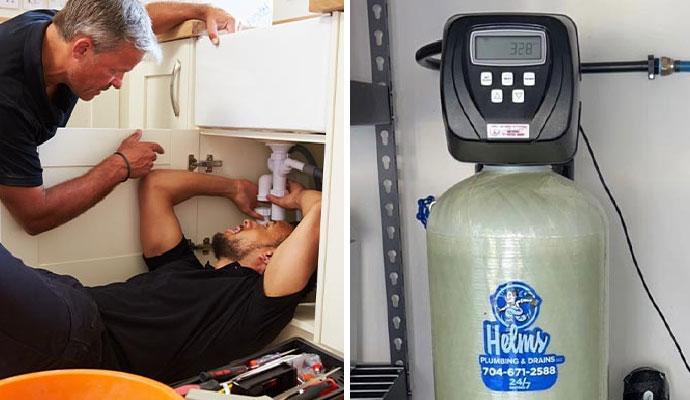 Plumbing repairing service and installed water treatment system